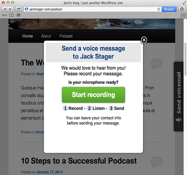 VoiceMail Widget For Websites
